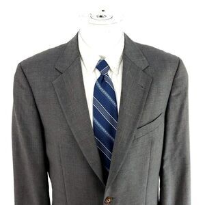 Joseph Abboud Super 110s Wool Silk 2‎ Button Suit Jacket 38R Gray Windowpane